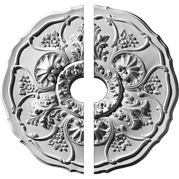 Ekena Millwork Cornelia Ceiling Medallion, Two Piece (Fits Canopies up to 4"), 22 1/2"OD x 3 1/2"ID x 1 1/2"P CM22CN2-03500 - main